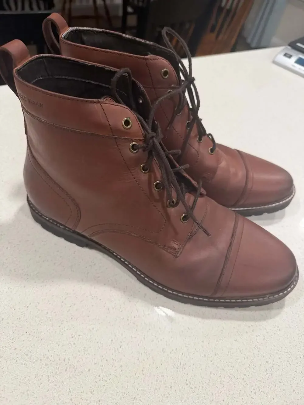 Cole Haan Original Grand Lug Boot Size 11 M Brown Leather Cap Toe